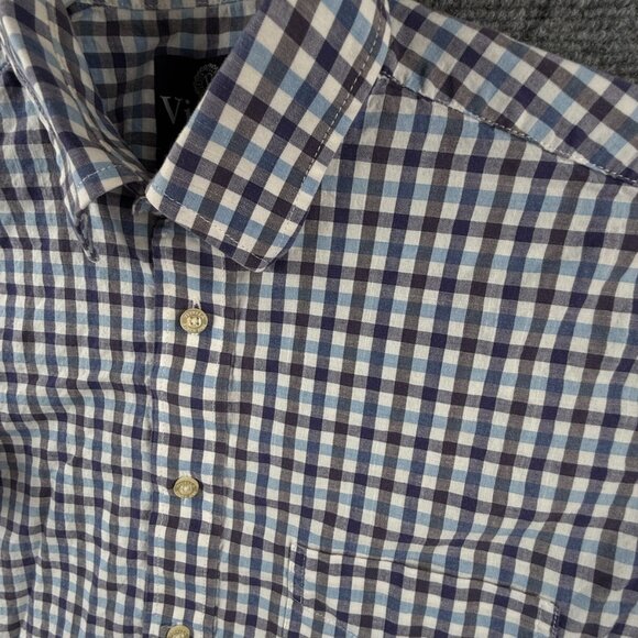 Viyella Short Sleeve Blue Purple Check Cotton Woven Medium Button Up Shirt Adult - Picture 9 of 14